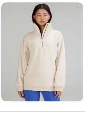 lululemon athletica Thick Fleece Half Zip Pullover White Opal